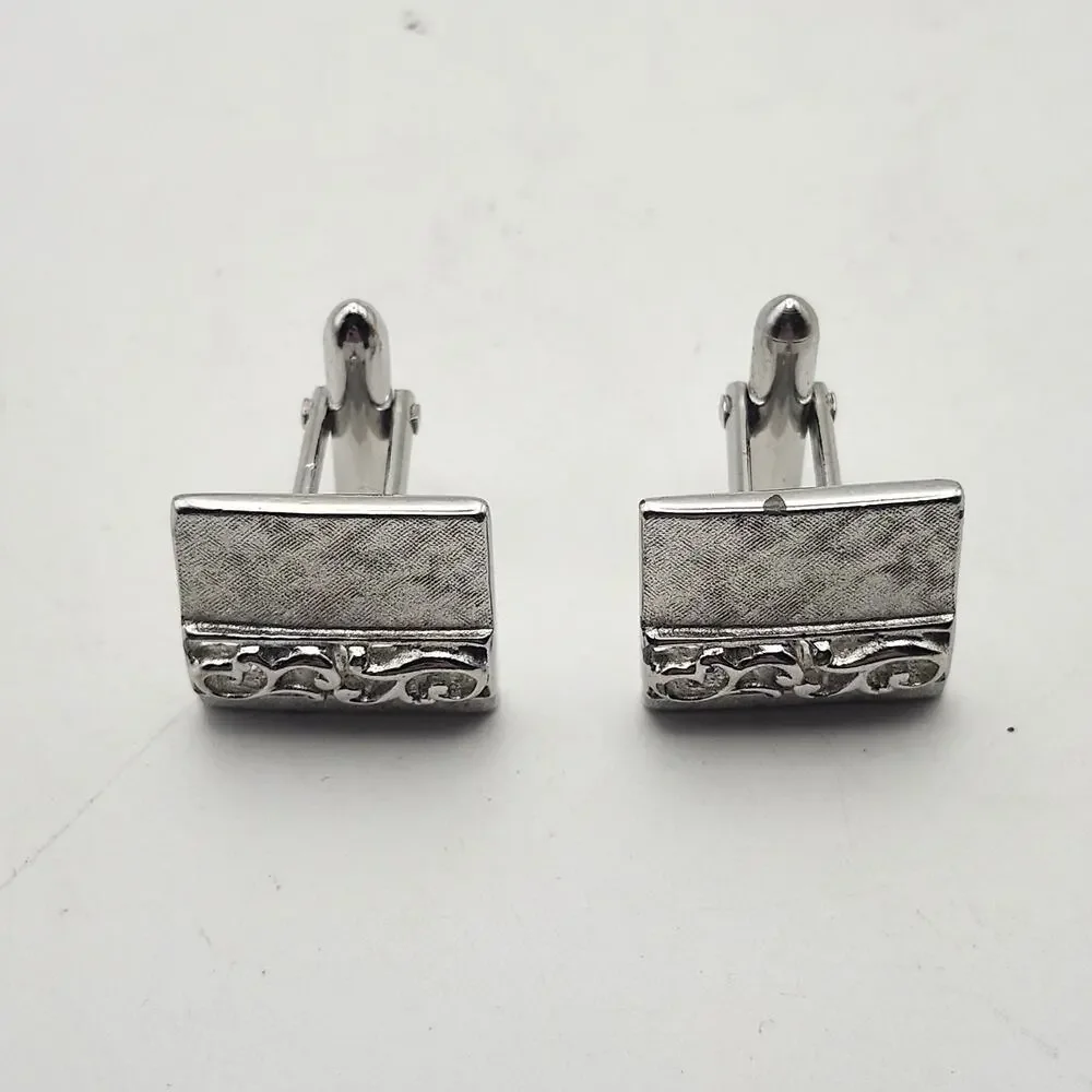 Swank Silver Tone Square Cufflinks .75